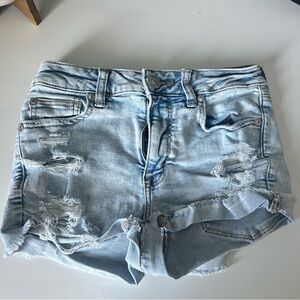 Distressed Light Blue Denim Shorts - AMERICAN EAGLE